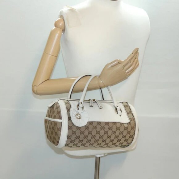 Authentic Gucci Monogram GG Trophy Canvas/Leather Medium Boston Bag - Picture 6 of 17